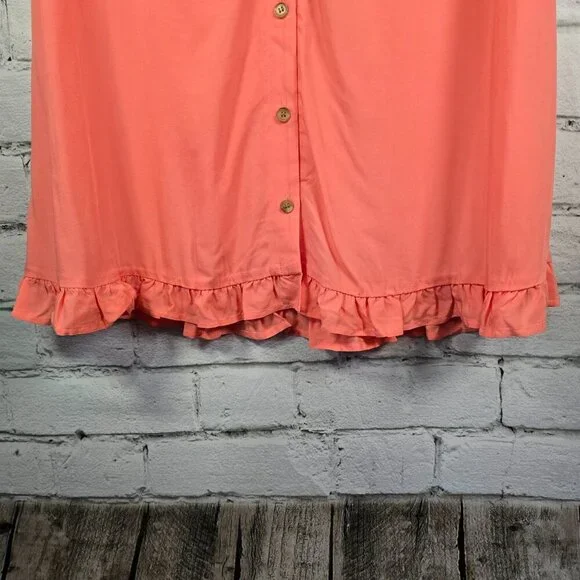 LOFT Peach Button-Front Midi Dress - Picture 5 of 15